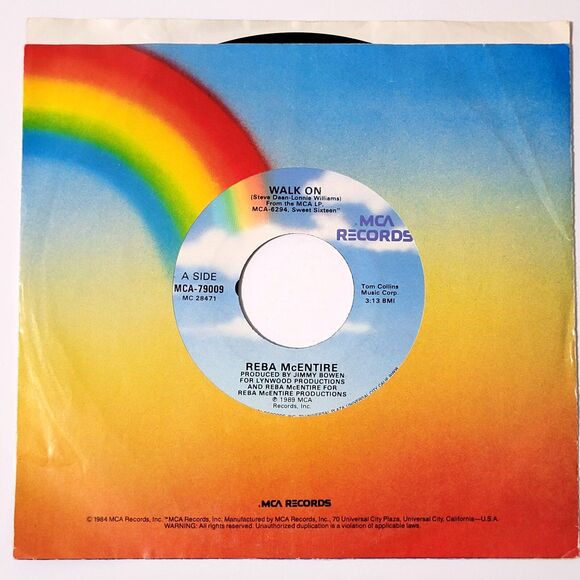 Reba McEntire Walk On / It Always Rains On Saturday 45 RPM Vinyl VG+ MCA '88 - Picture 1 of 2